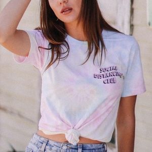 Social Distancing Club Tie Dye T-Shirt Graphic Tee